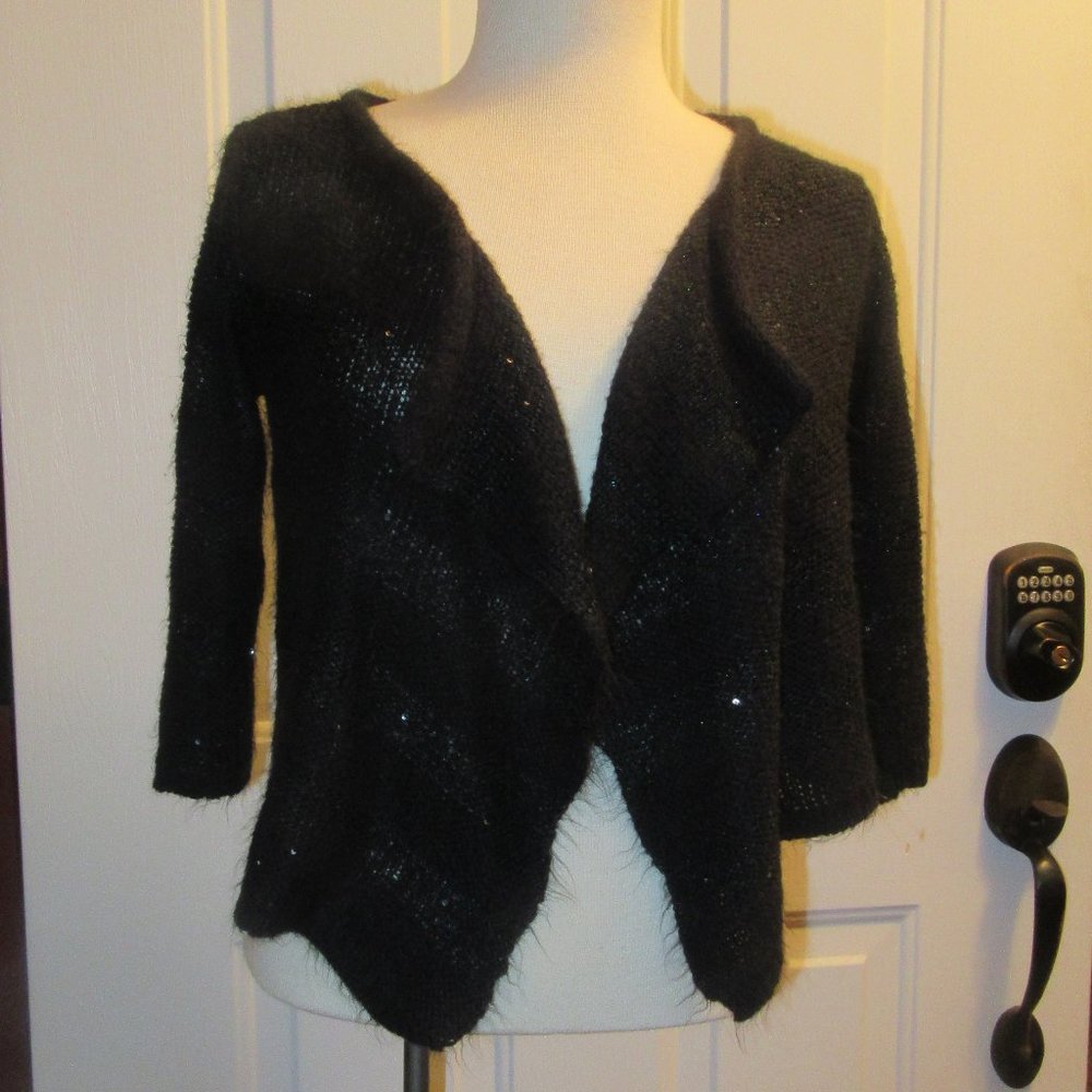 Cherokee Black sparkle fuzzy shrug size Large whimsigoth